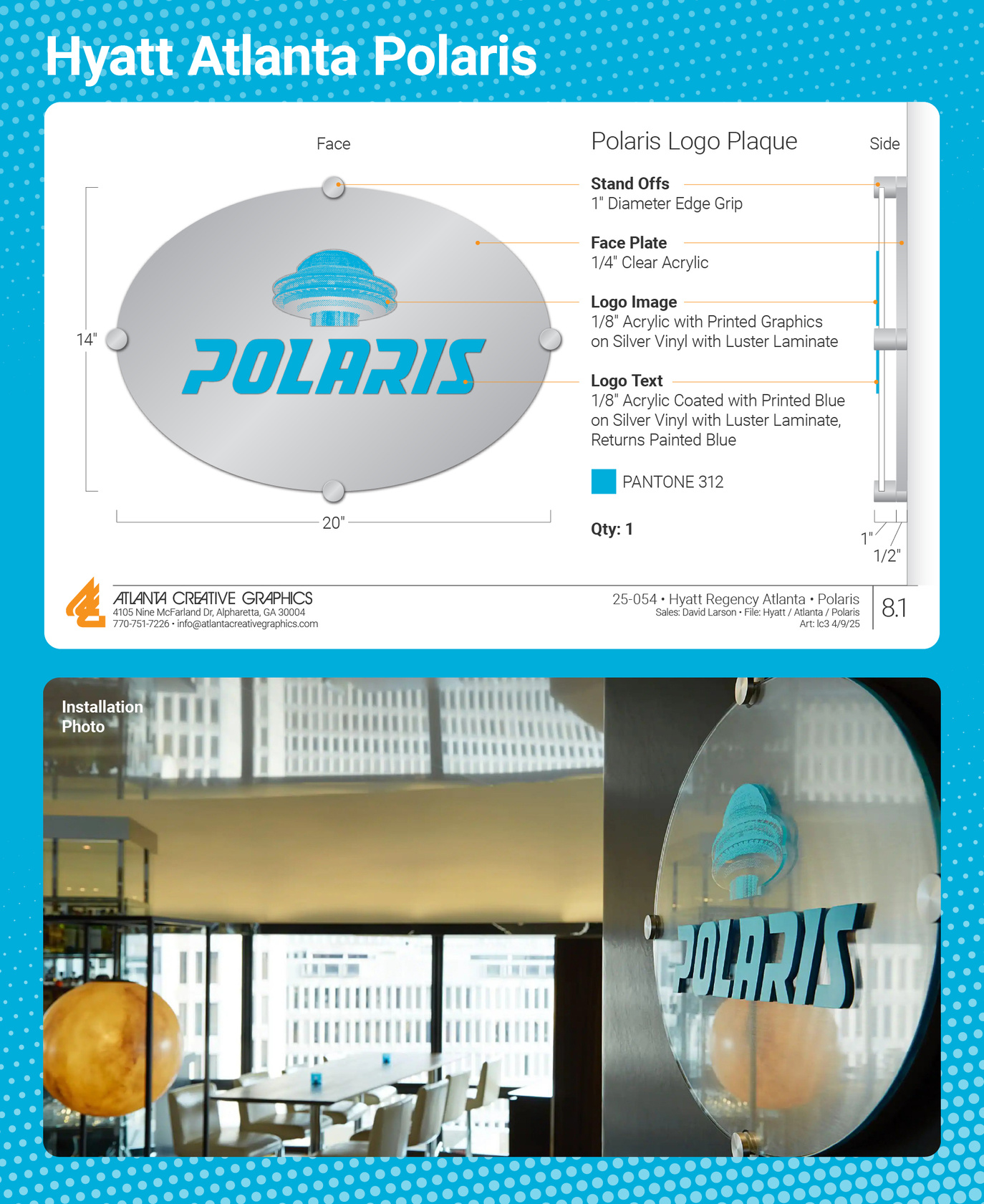 Hyatt Regency Atlanta Polaris Logo Plaque Design and Photo
