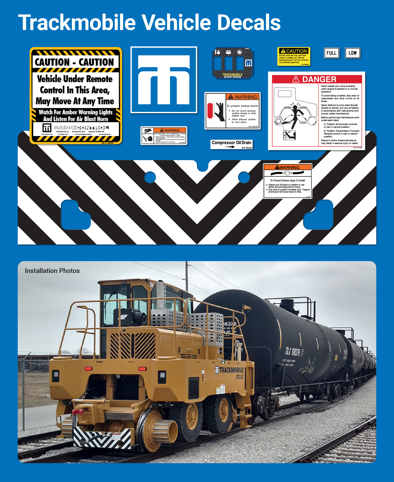 Trackmobile Vehicle Decals Designs and Photo