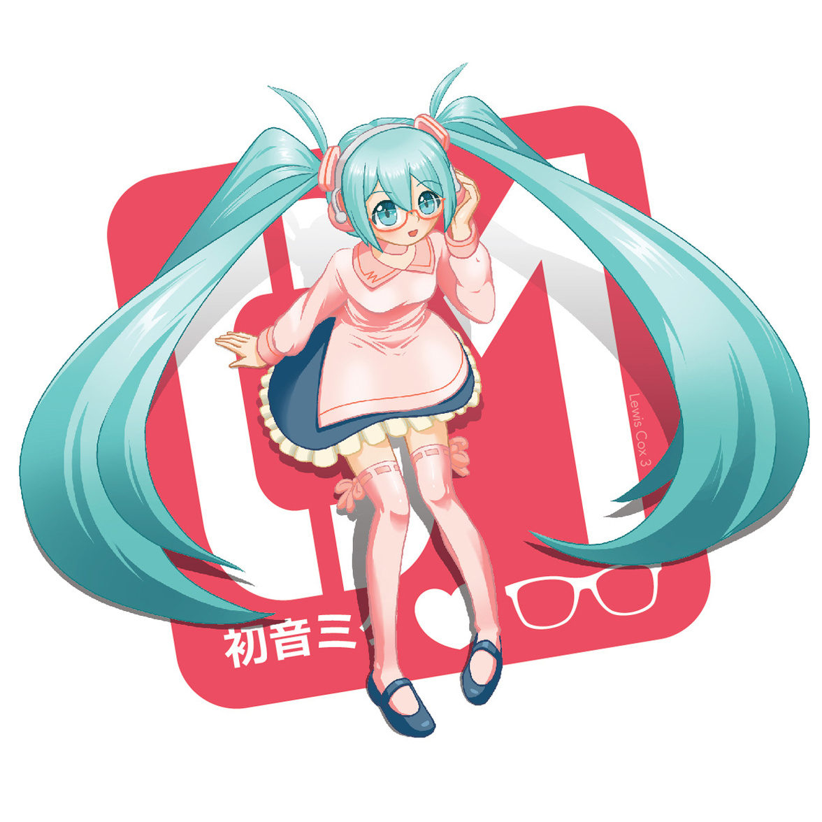 Hatsune Miku holding a leek.眼鏡をかけた初音ミク