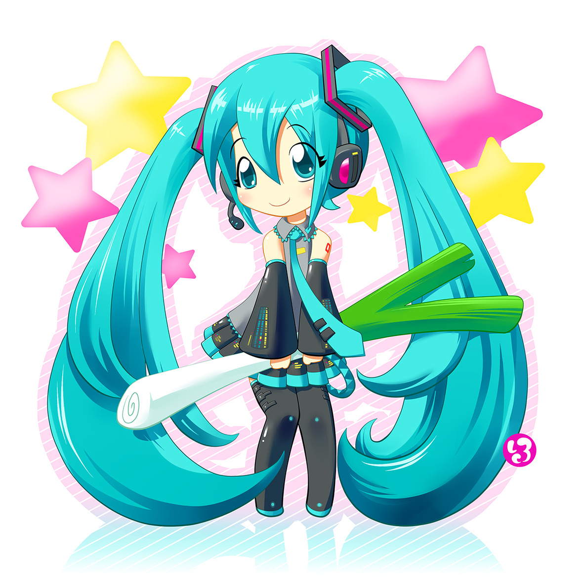 Miku with Leek Hatsune Miku holding a leek. ネギを持った初音ミク